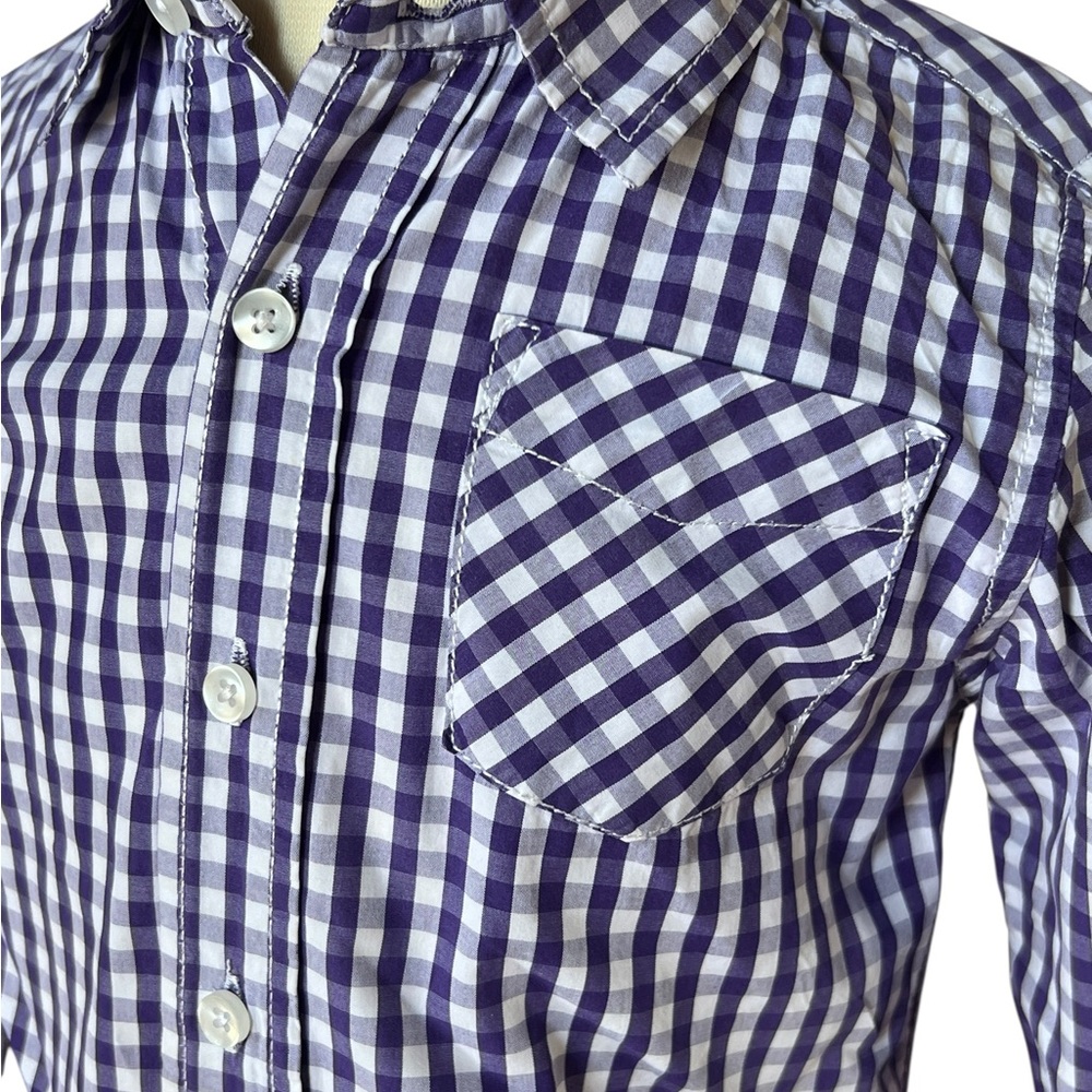 Zara Kids Boys Purple Gingham Button Down Shirt Size 2-3 Years 98cm Preppy - Picture 2 of 5
